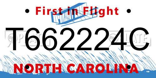 T662224C North Carolina License Plate
