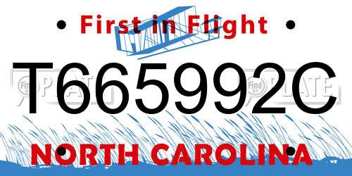 T665992C North Carolina License Plate