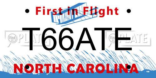 T66ATE North Carolina License Plate