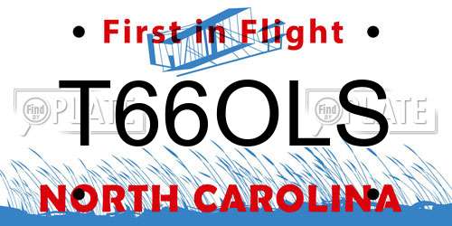 T66OLS North Carolina License Plate