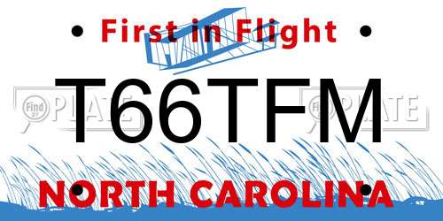 T66TFM North Carolina License Plate