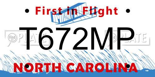 T672MP North Carolina License Plate