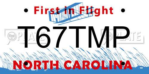 T67TMP North Carolina License Plate