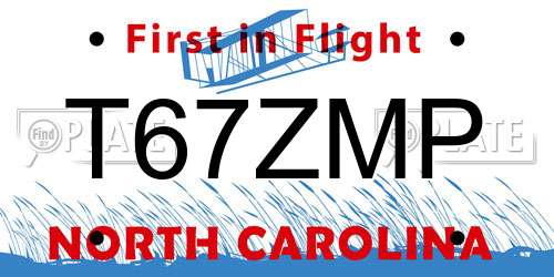 T67ZMP North Carolina License Plate