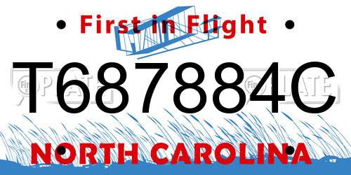 T687884C North Carolina License Plate