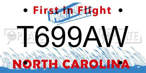 T699AW North Carolina License Plate