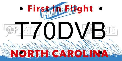 T70DVB North Carolina License Plate