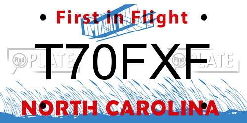 T70FXF North Carolina License Plate