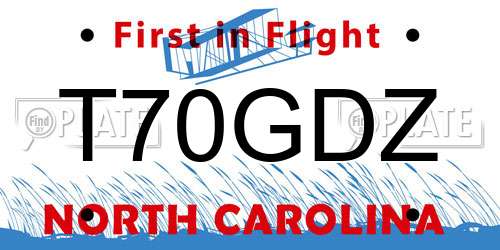 T70GDZ North Carolina License Plate