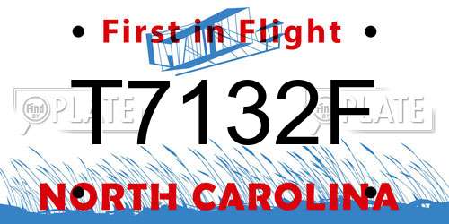 T7132F North Carolina License Plate