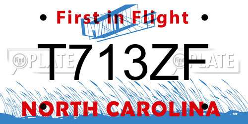 T713ZF North Carolina License Plate
