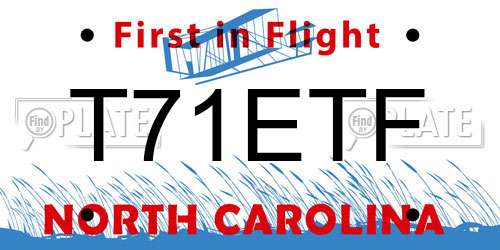T71ETF North Carolina License Plate
