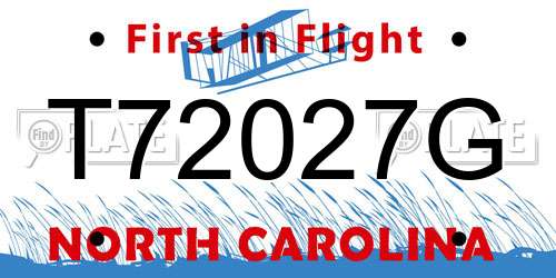 T72027G North Carolina License Plate