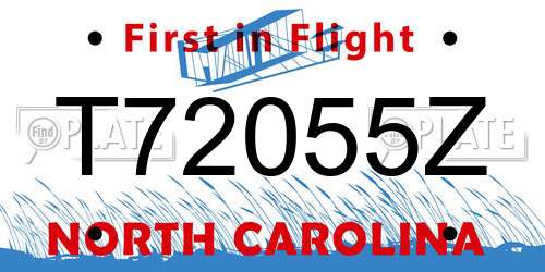 T72055Z North Carolina License Plate