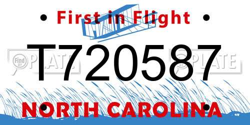 T720587 North Carolina License Plate