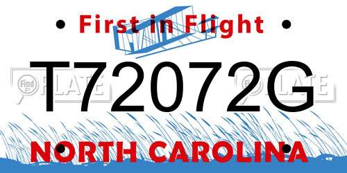 T72072G North Carolina License Plate