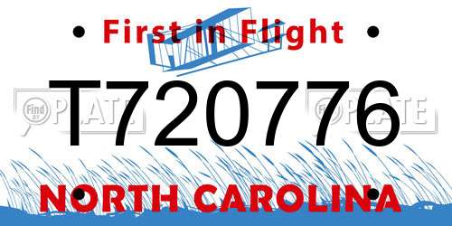 T720776 North Carolina License Plate