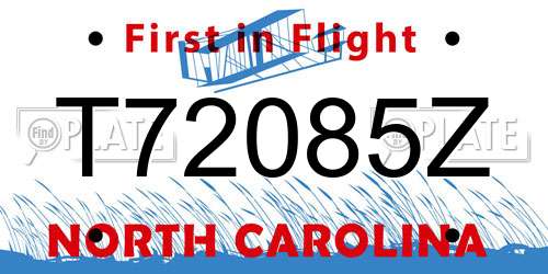 T72085Z North Carolina License Plate