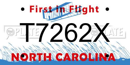 T7262X North Carolina License Plate