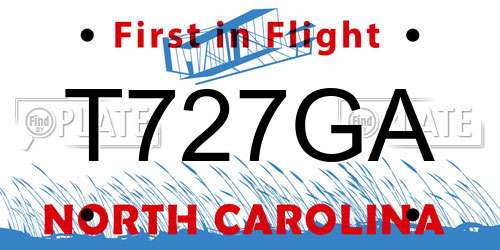 T727GA North Carolina License Plate