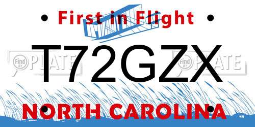 T72GZX North Carolina License Plate