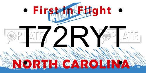 T72RYT North Carolina License Plate