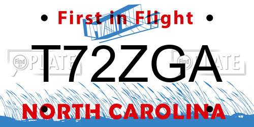 T72ZGA North Carolina License Plate