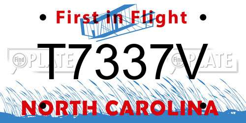 T7337V North Carolina License Plate