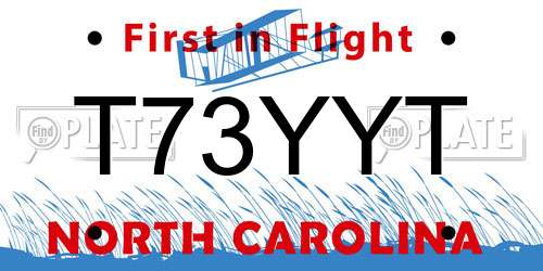 T73YYT North Carolina License Plate