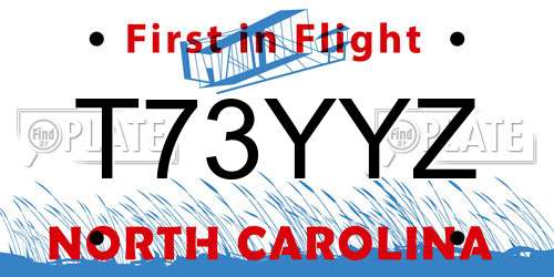 T73YYZ North Carolina License Plate