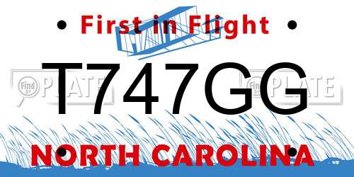 T747GG North Carolina License Plate