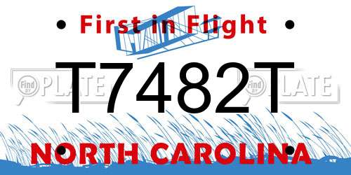 T7482T North Carolina License Plate