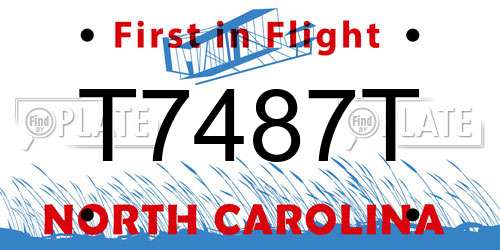 T7487T North Carolina License Plate