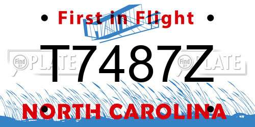 T7487Z North Carolina License Plate