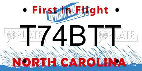T74BTT North Carolina License Plate