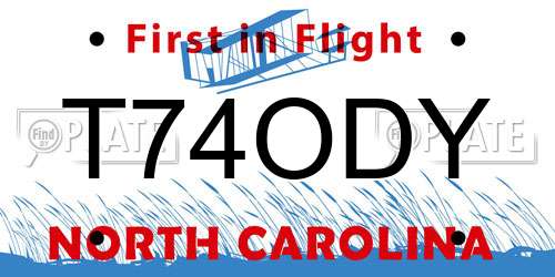 T74ODY North Carolina License Plate