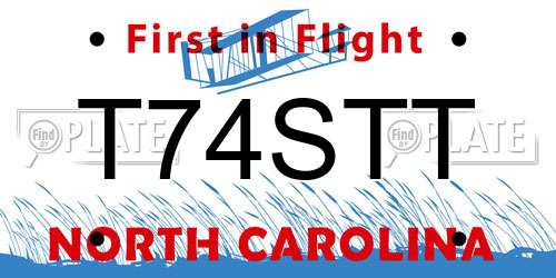 T74STT North Carolina License Plate