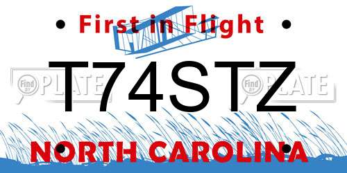 T74STZ North Carolina License Plate