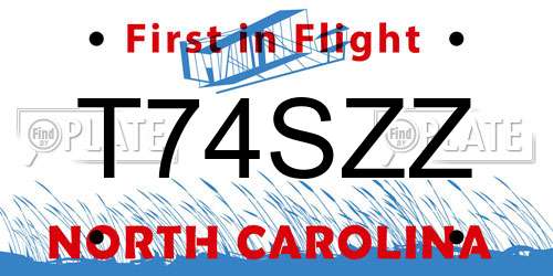 T74SZZ North Carolina License Plate