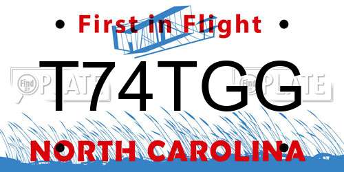 T74TGG North Carolina License Plate
