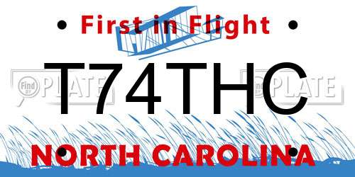 T74THC North Carolina License Plate
