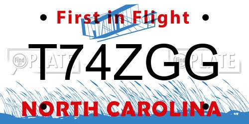 T74ZGG North Carolina License Plate