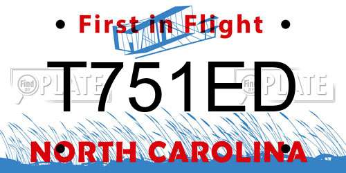 T751ED North Carolina License Plate