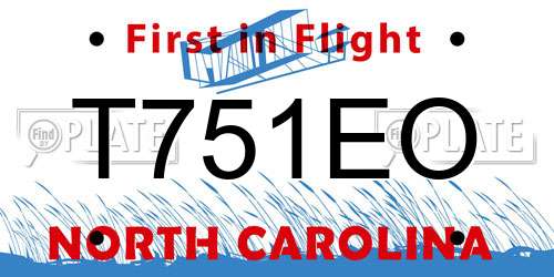 T751EO North Carolina License Plate