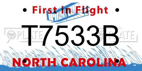 T7533B North Carolina License Plate