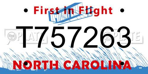 T757263 North Carolina License Plate