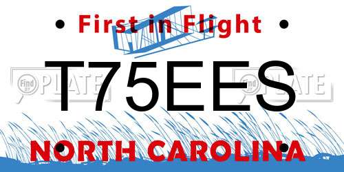 T75EES North Carolina License Plate