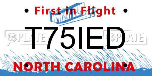 T75IED North Carolina License Plate