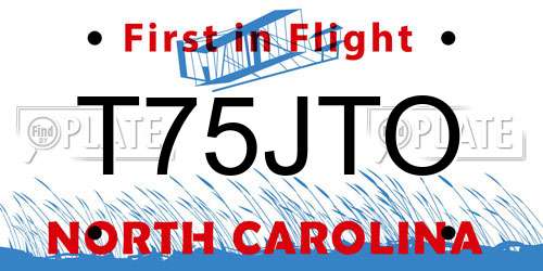 T75JTO North Carolina License Plate