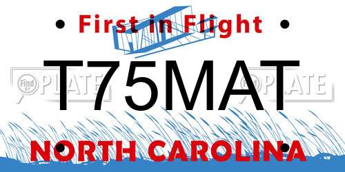 T75MAT North Carolina License Plate
